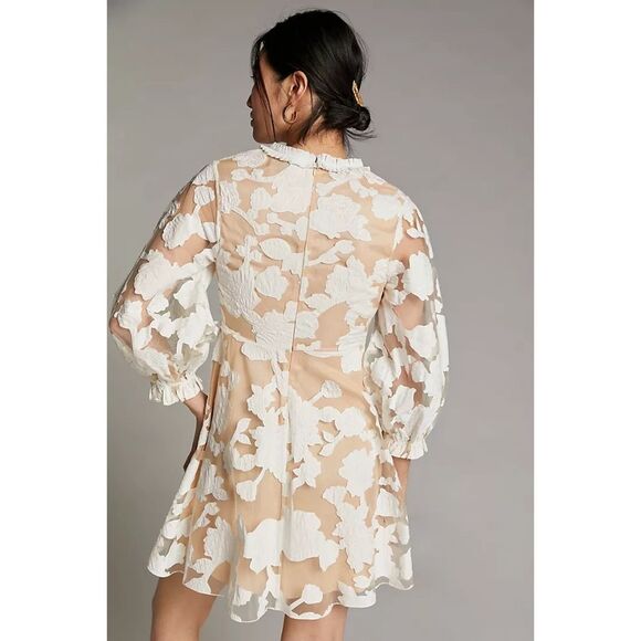 Anthropologie x Geisha Designs Loren Appliqued Tulle Mini Dress Sz 14 - Picture 3 of 3